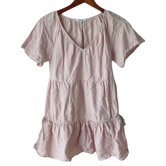 Madewell Lorelei Linen Blend Tiered Mini Dress Sz XS - Picture 4 of 12